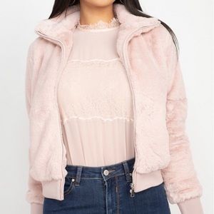 Women’s Love Tree Faux Fur Coat. Size Medium. Pink.